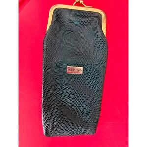 Bottega Fiorentina‎ Green Snake Embossed Coin Purse Kiss Lock Clutch